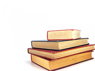 four black and red hardbound books thumbnail