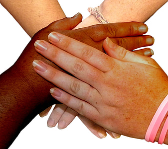 four person's hands thumbnail