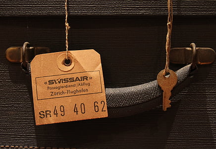 Swiss Air label on gray bag thumbnail