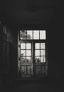 grayscale photo of closed door thumbnail