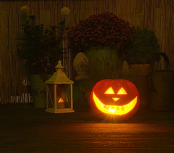 white metal lamp near blue flower pot thumbnail