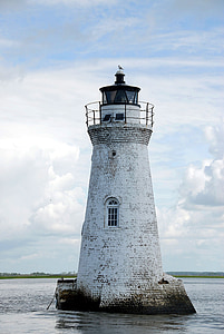 white lighthouse in middle of water during daytime thumbnail