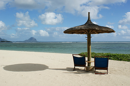 two blue folding chairs of gazebo umbrella thumbnail