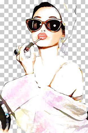Fashion illustration Drawing Watercolor painting Illustration, Sunglasses girls, woman illustration PNG clipart