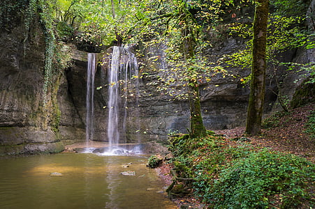 waterfalls surrounded by trees photo thumbnail