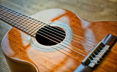 close-up photo of brown guitar thumbnail