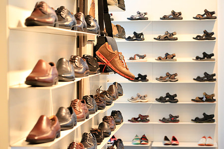 Shoes on the shelf at the shoe store thumbnail