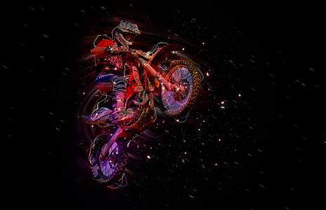 man riding motorcycle digital wallpaper thumbnail