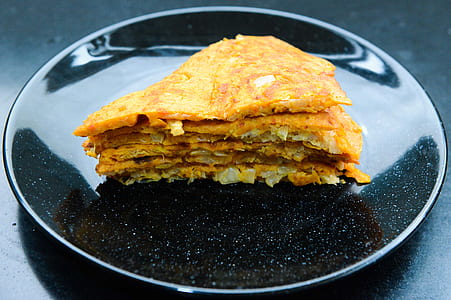 Stack of Pancakes On Round Black Ceramic Plate thumbnail