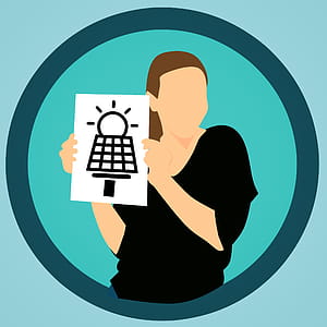 Illustration of person holding a sign showing solar energy. thumbnail