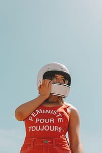 woman wearing white helmet thumbnail
