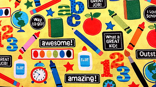 multicolored school supplies print thumbnail