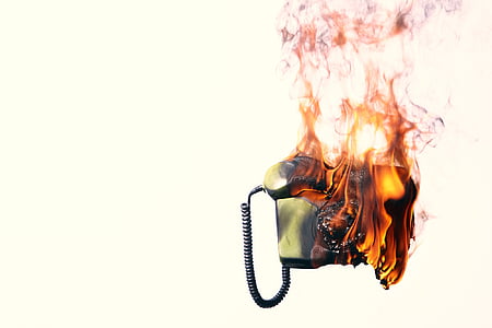 gray telephone burning digital wallpaper thumbnail