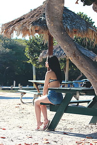 woman sitting on the bench thumbnail
