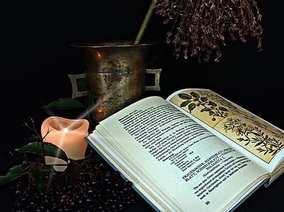 book beside pillar candle thumbnail