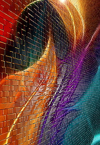 orange, purple, and teal abstract painting thumbnail