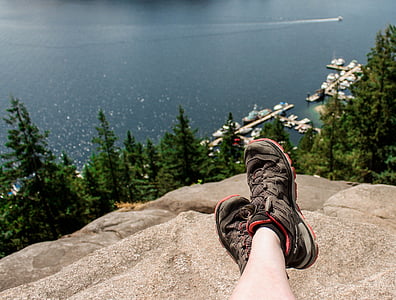 pair of black hiking shoes thumbnail