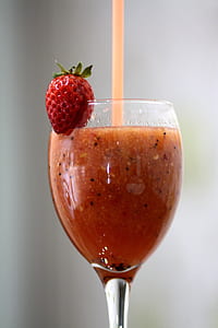 strawberry juice on glass with straw thumbnail