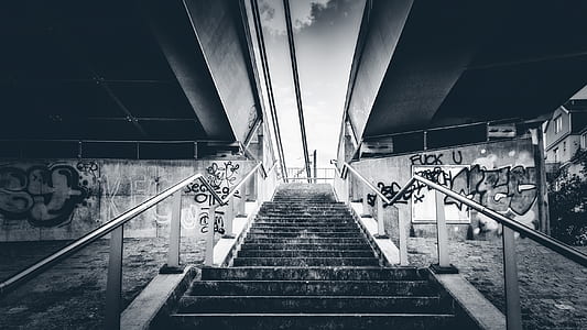 grayscale photography of stairs thumbnail