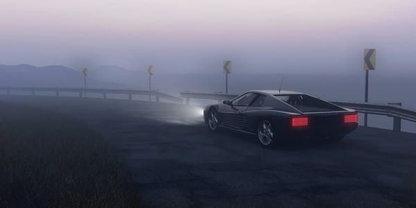 Black Coupe Parked on Concrete Road Near Body of Water thumbnail