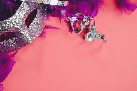 Silver Party Mask On Pink Photo thumbnail