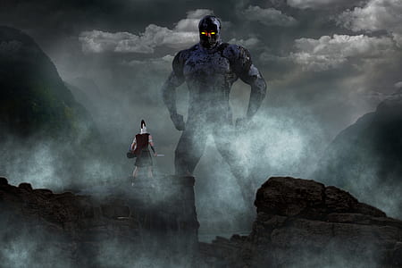 blue and black monster surrounded by fog clip art thumbnail