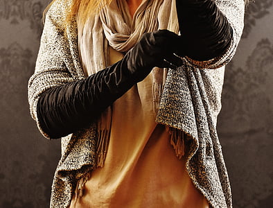person wearing black evening gloves thumbnail