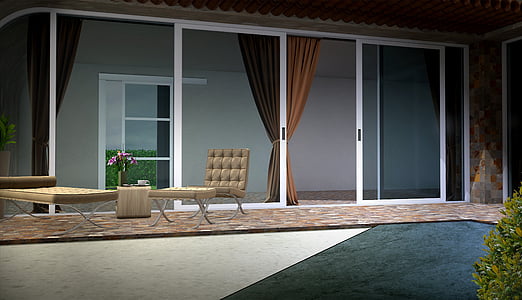 brown curtain on clear glass window thumbnail