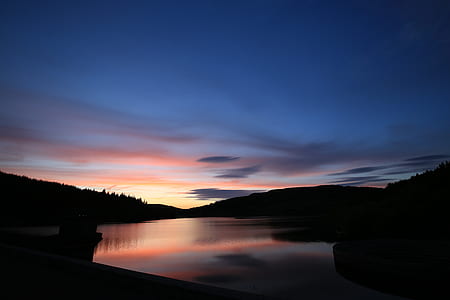 mountains near body of water during golden hour thumbnail