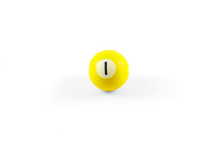 yellow 1 pool ball on white surface thumbnail
