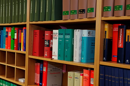 books on brown wooden shelf thumbnail
