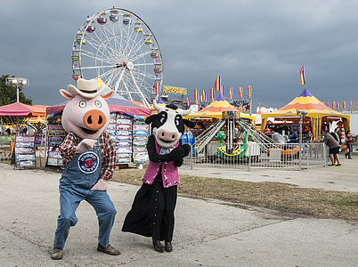 two person dancing wearing cow and pig mascot thumbnail