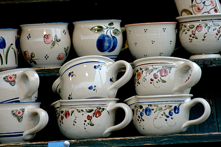 white-and-multicolored ceramic teacup lot thumbnail