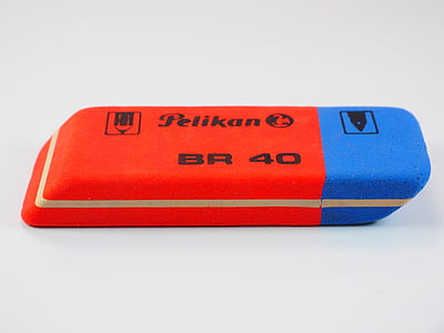 closeup photo of red and blue Pelikan eraser thumbnail