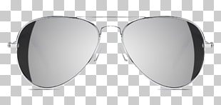Sunglasses Goggles Mirror, Aviator Sunglass , black lens Aviator-style sunglasses with silver-colored frames PNG clipart