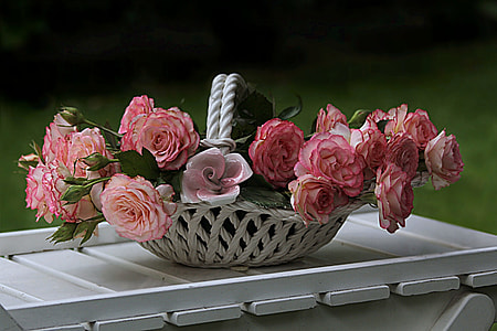 white-and-purple flower on white wicker basket thumbnail