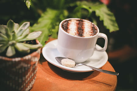 White Ceramic Mug With Stainless Steel Spoon thumbnail