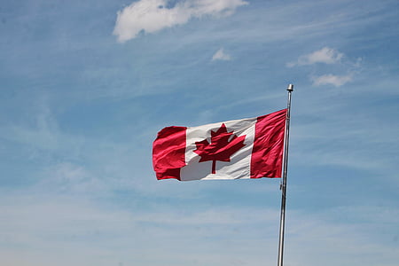 Canadian flag under the blue sky thumbnail