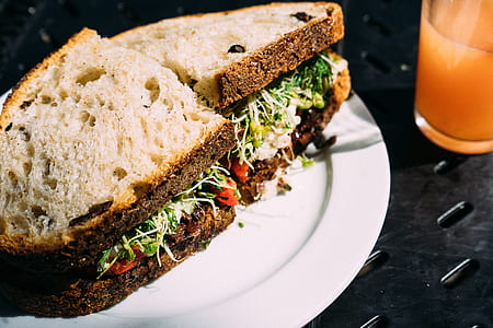 vegetable sandwich on white plate thumbnail