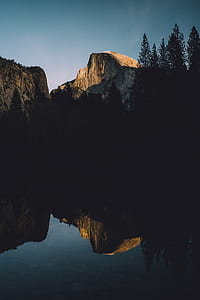 water mirror reflection of gray mountain during daytime thumbnail