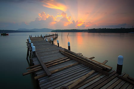 jetty, dawn, landscape, sky thumbnail