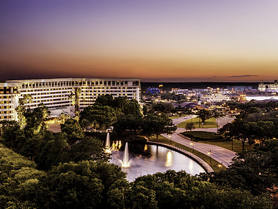 Hilton Night landscape at Dusk in Orlando, Florida thumbnail