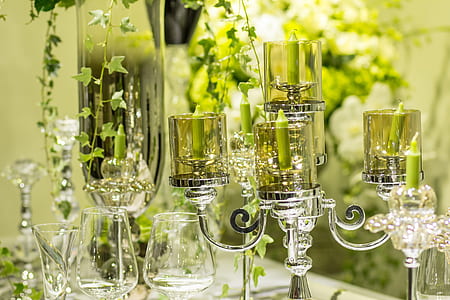 tilt-shift lens photography of glass candelabra thumbnail