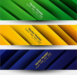 Vector Banner Brazil Flag Concept Colorful Wave Three Header Set