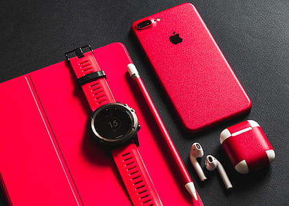 PRODUCT RED iPhone 7 plus, AirPods case with case, red strap smartwatch thumbnail