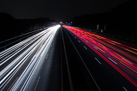 Light Trails on Highway at Night thumbnail