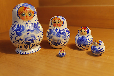 4-piece blue-and-blue nesting dolls thumbnail