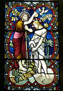 stained glass of John Baptist Jesus Christ thumbnail