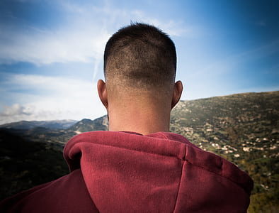 man wearing red hooded jacket thumbnail