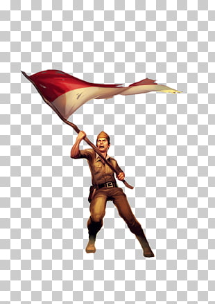 Indonesian National Revolution Proclamation of Indonesian Independence Battle of Surabaya Hero, indonesia, soldier waving flag illustration PNG clipart